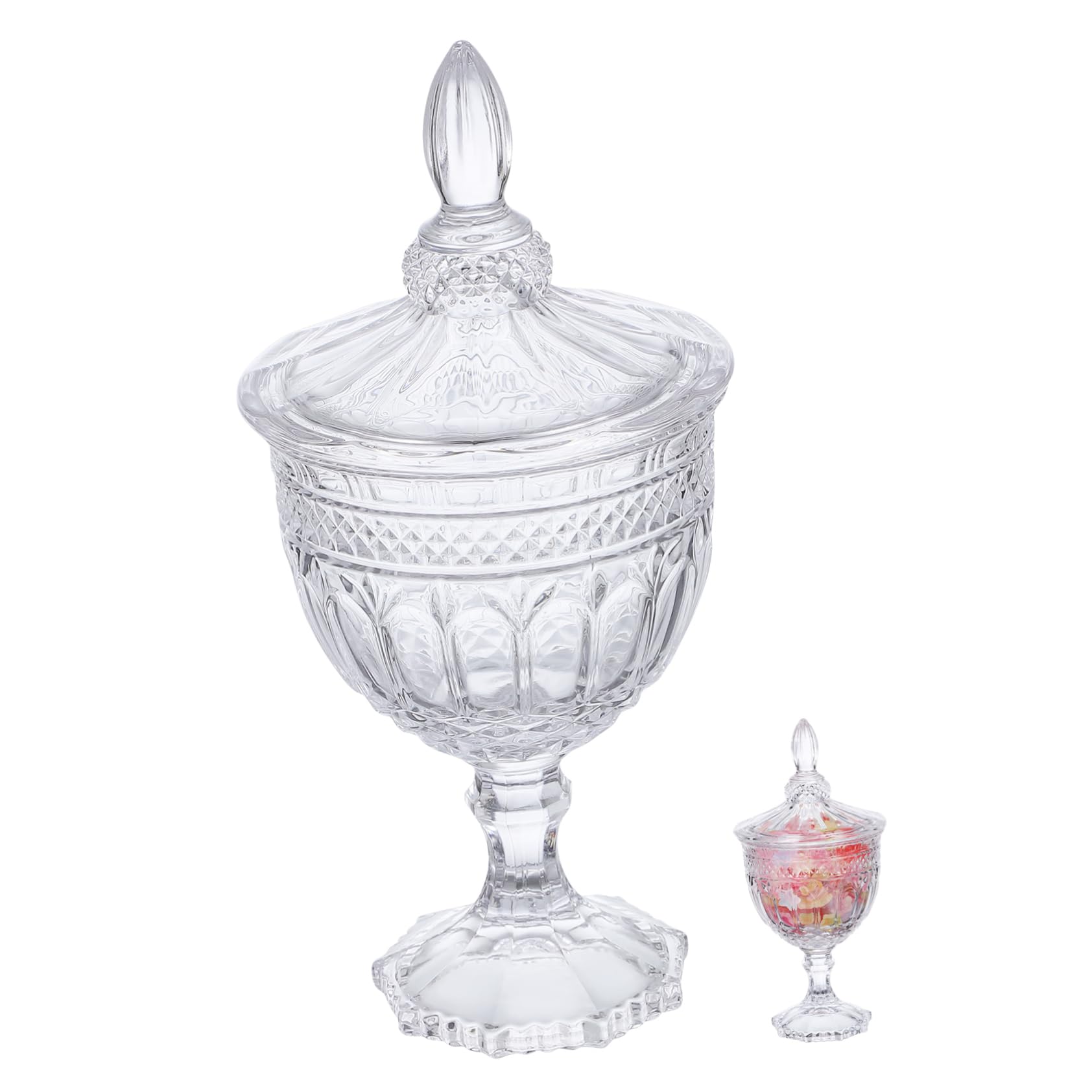 1pc Tall Glass Candy Bowl - Food Storage Jar for Candy, Snacks & Crafts - Clear Glass Container with Lid - Perfect for Kitchen, Pantry & Party Decor