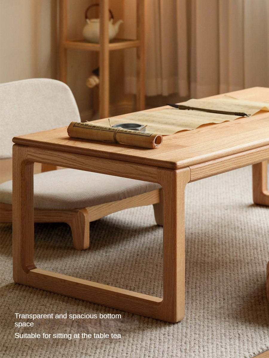 Japanese Style Solid Wood Tea Table - Oak, Black Walnut, Ash - Handcrafted Zen Coffee Table for Living Room, Meditation & Tea Ceremony