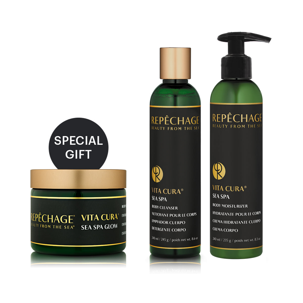 FREE Vita Cura Sea Spa Glow Set - Includes Cleanser & Body Moisturizer for Radiant Skin | Hydrating Skincare Routine for Spa-Like Experience at Home