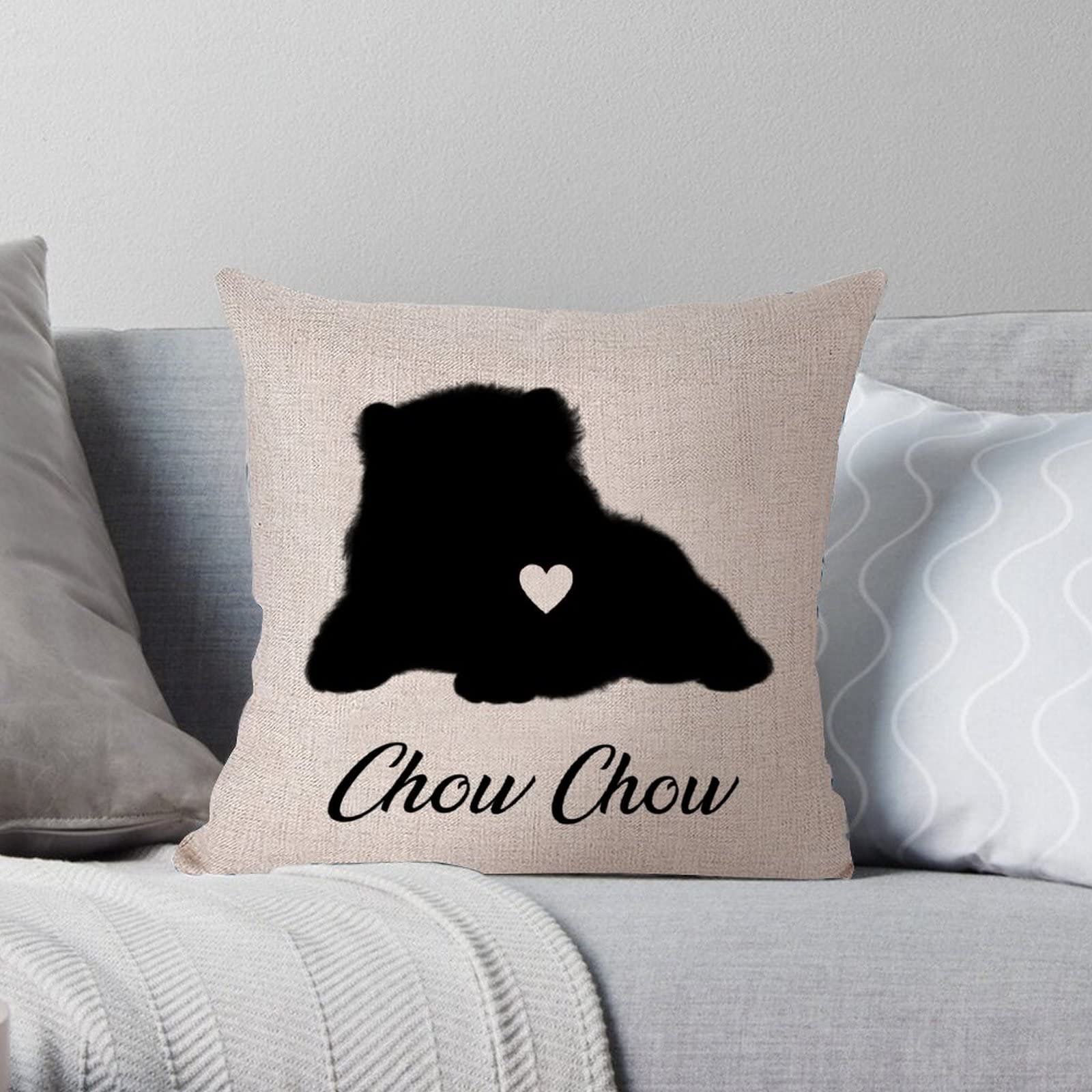 Funlucy Chow Chow Dog Throw Pillow Cover 16x16 Inches - Decorative Pet Pillow Case for Sofa, Couch, Bed & Car - Soft Cushion Cover for Home Decor & Gifts
