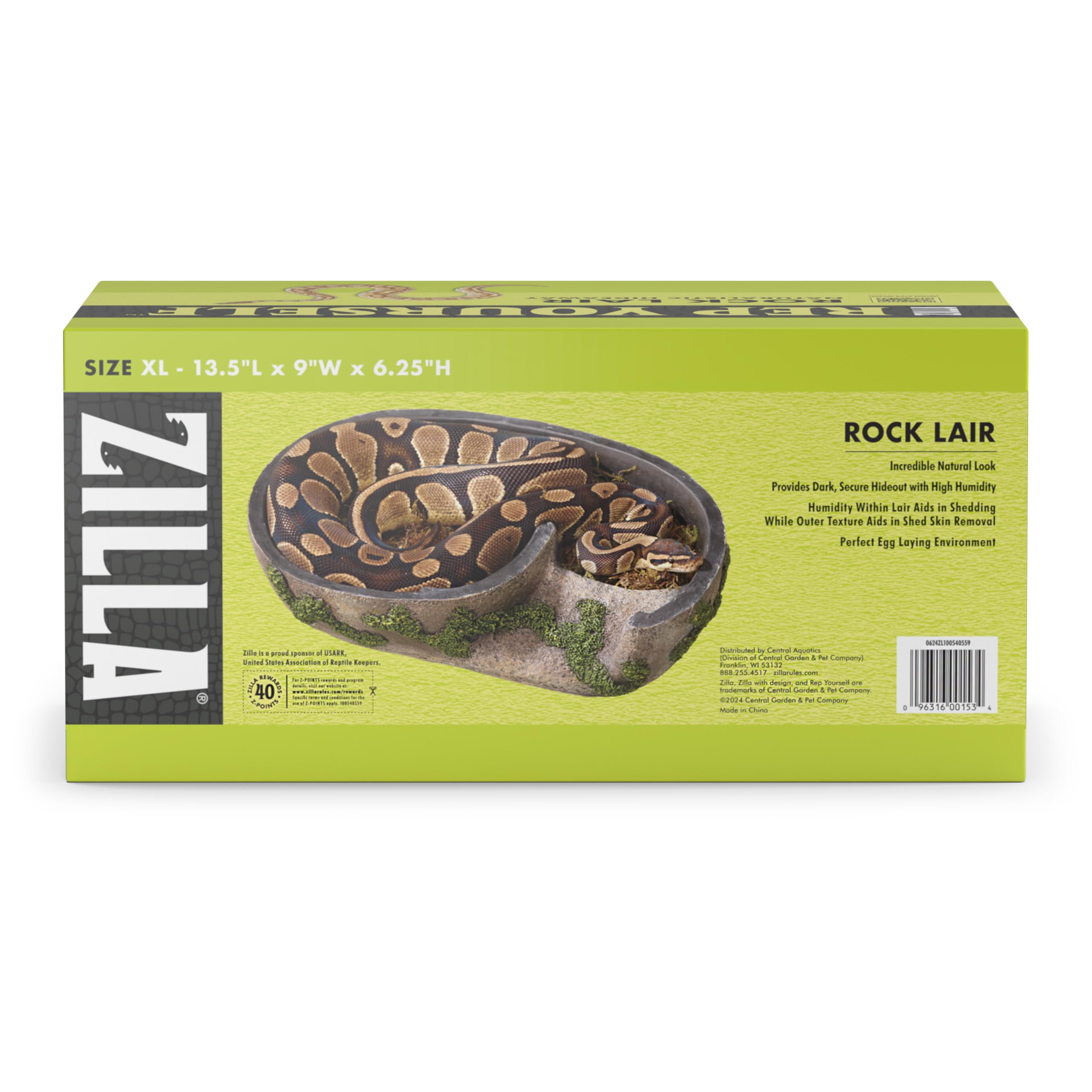 Zilla Pet Terrarium Rock Lair Hideout - X-Large Reptile Cave for Lizards, Snakes & Amphibians - Natural-Looking Habitat Decor for Terrariums & Vivariums