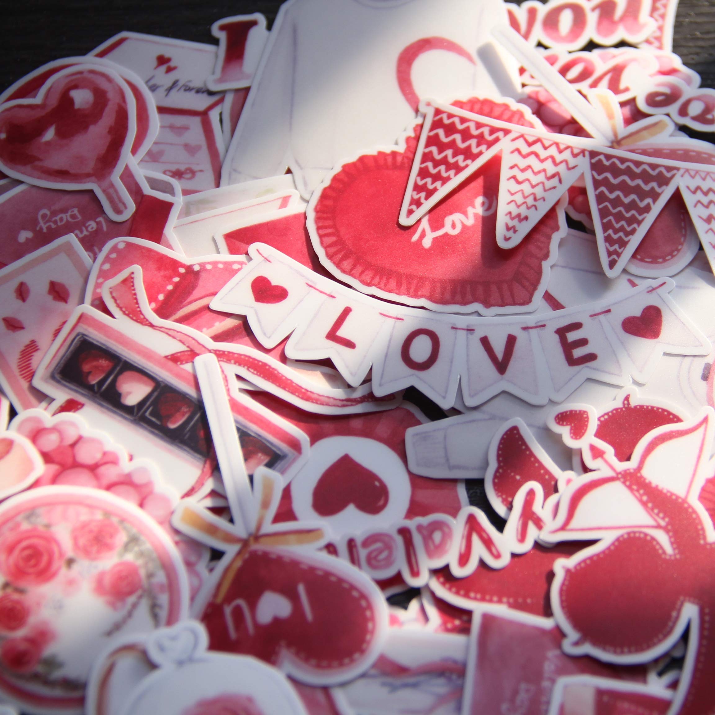 56pcs Waterproof Valentine's Day Stickers - Sweet Love Romantic Vinyl Decals for Scrapbooking, Laptop, Water Bottle, Journaling | Perfect for DIY Crafts, Gift Wrapping & Personalized Decorations