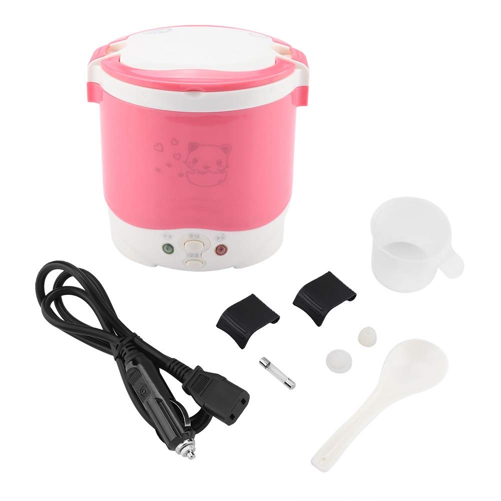 12V 100W Mini Rice Cooker Steamer - 1L Portable Electric Travel Rice Cooker for Car, Home & Office | Multi-Function Cooking & Steaming Lunch Box for Raw Food | Perfect for Road Trips, Camping & Dorm Life (Green)