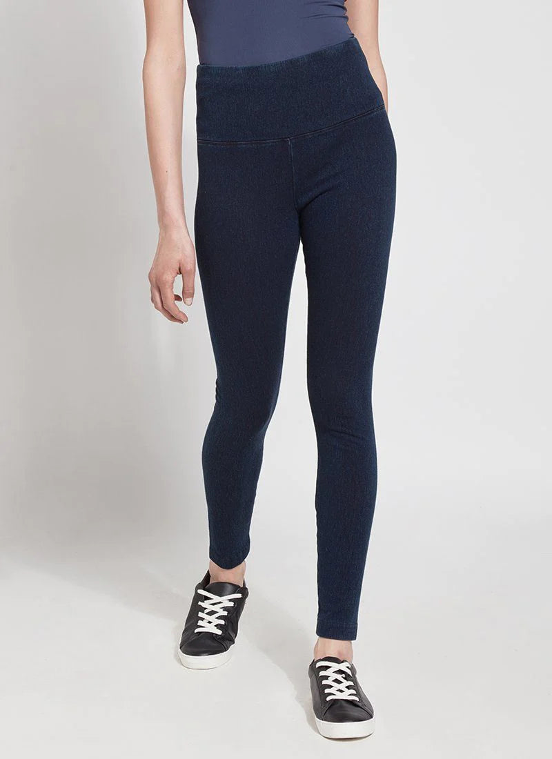 Indigo Denim Leggings for Women - High Waisted Stretch Comfortable Skinny Jeans - Perfect for Yoga, Workouts & Casual Wear