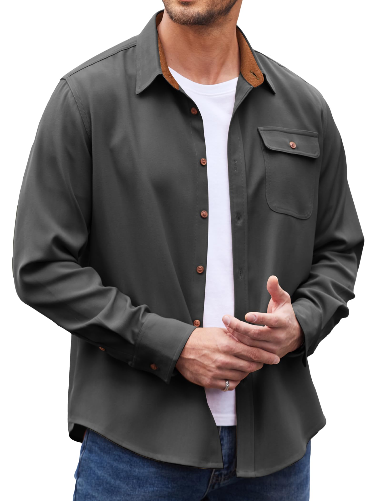 COOFANDY Men's Plaid Flannel Shirt Jacket - Button Down Long Sleeve Western Work Shirt for Casual Outfits & Outdoor Adventures