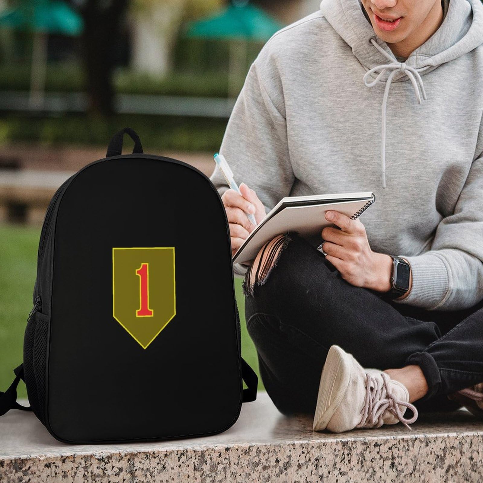 IOEDTHBJ 1st Infantry Division Tactical Backpack - 17 Inch Laptop Backpack for School & Work - Durable 3D Printed Military Style Computer Bag for Men & Women - Perfect for College, Office & Outdoor Adventures