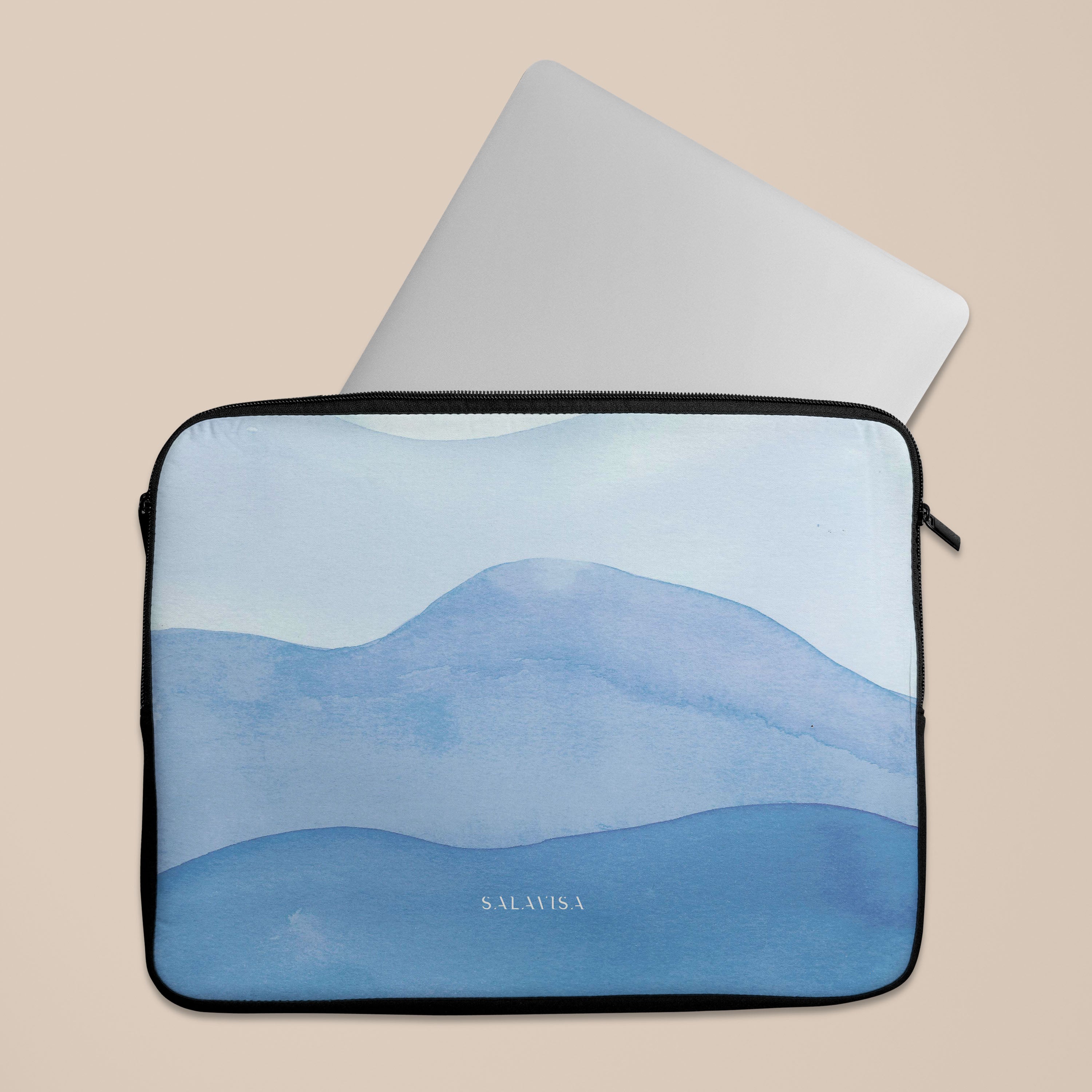 Ocean Blue Watercolor Laptop Sleeve - 13 Inch Protective Case for MacBook Air/Pro, Dell, HP - Lightweight & Stylish Laptop Cover for Work, School & Travel