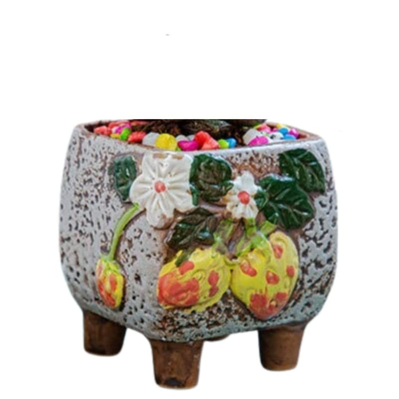 Hand-Painted European Pastoral Strawberry Ceramic Flower Pots - Miniature Planters for Home, Desktop & Garden Decor - Perfect for Indoor Plants, Succulents & Decorative Displays
