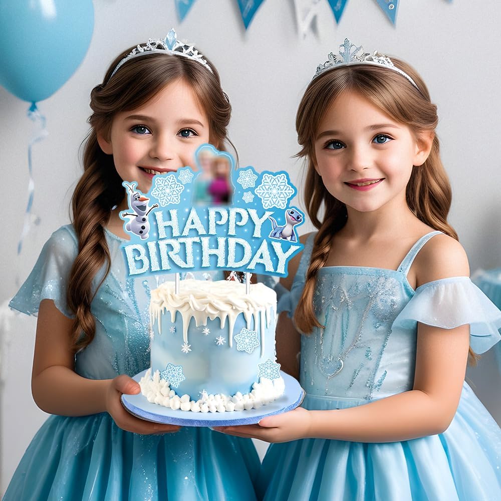 Snowflake Princess Cake Topper for Girls & Boys - Frozen Birthday Party Decorations | Perfect for Baby Showers, Kids Birthday Cakes & Winter Themed Celebrations
