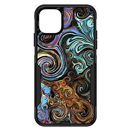 Gold Brown Black Blue Abstract Swirls On Black Case