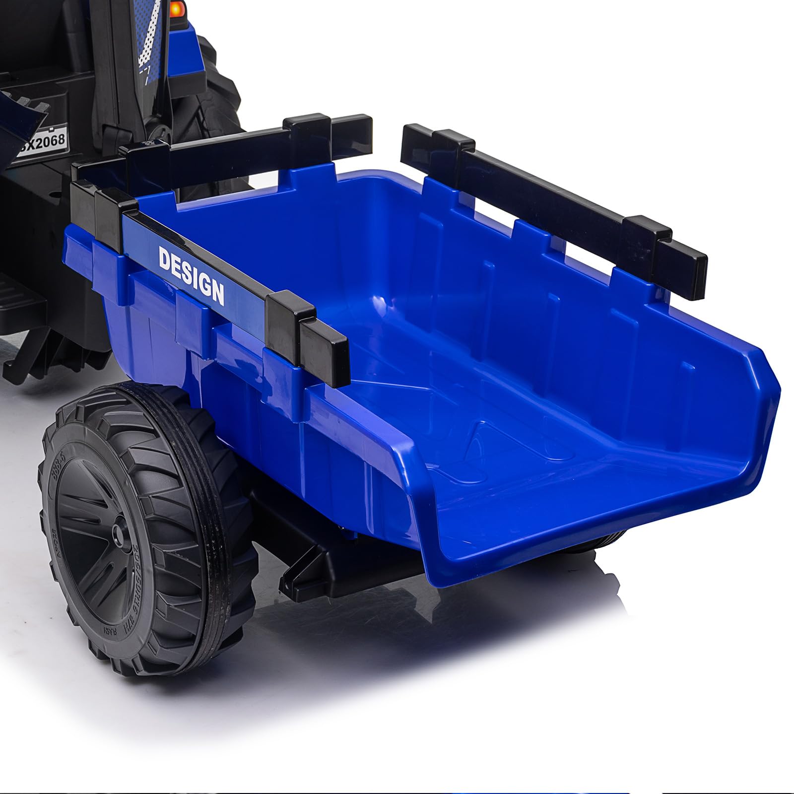 24V 3-in-1 Electric Kids Ride-On Tractor with Excavator & Bulldozer Attachments - Remote Control Toy Vehicle with Trailer, Digger Bucket, EVA Tires, LED Lights, Music & USB - Blue | Outdoor Play, Construction Pretend Play, Backyard Fun for Toddlers