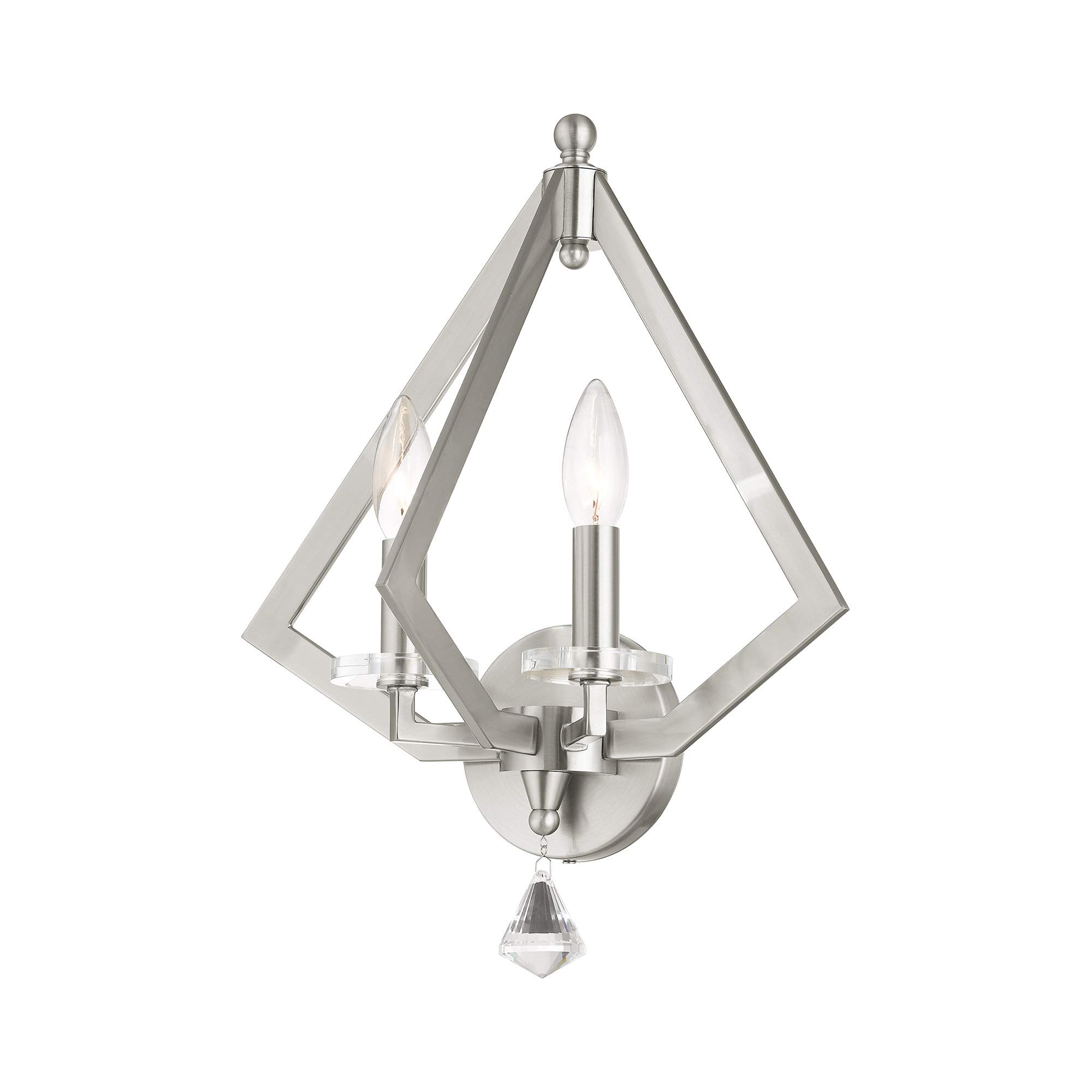 Livex Lighting 50662-07 Diamond 2-Light Wall Sconce in Bronze - Elegant Wall Light Fixture for Bedroom, Living Room, and Hallway Decor