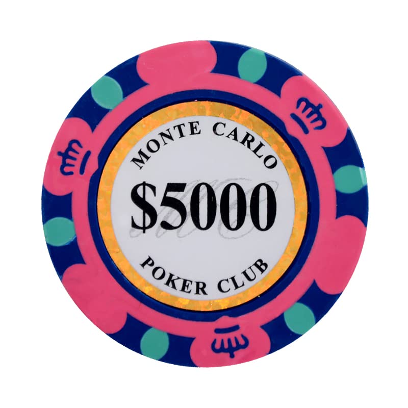 Premium 14 Gram Clay Poker Chips - Monte Carlo Style (Pack of 50) for Casino Nights, Poker Tournaments & Home Game Nights