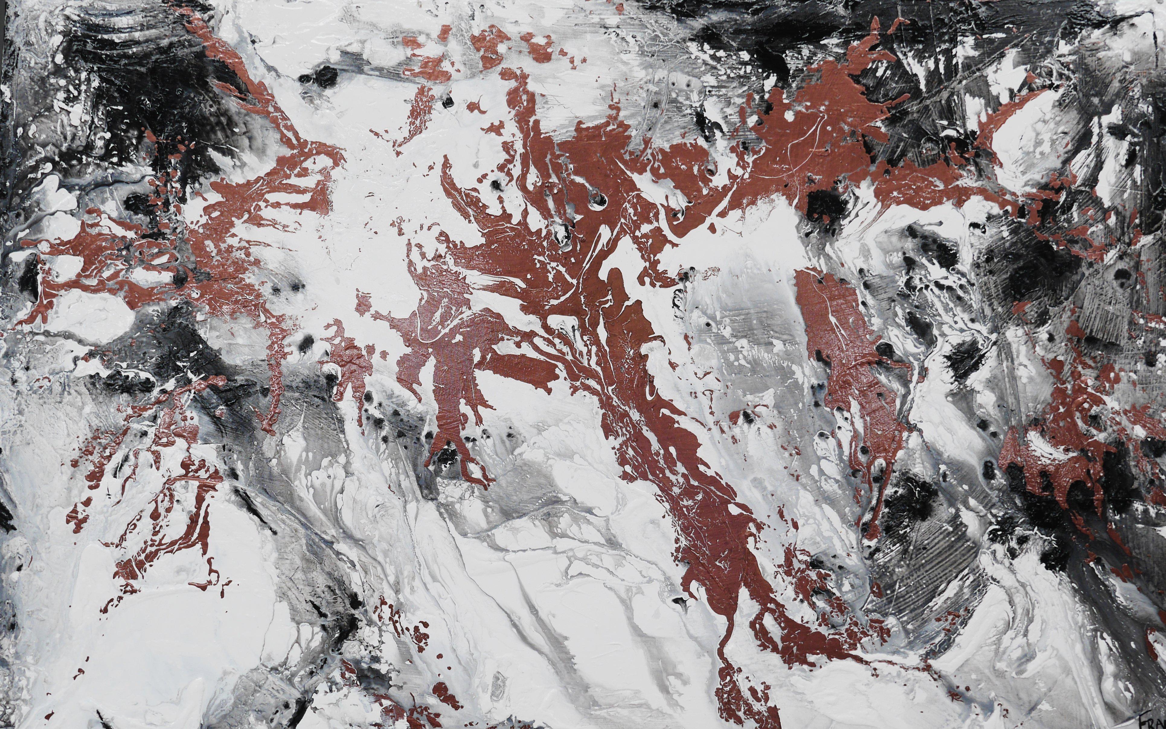 Black and White Abstract Copper Painting - 63
