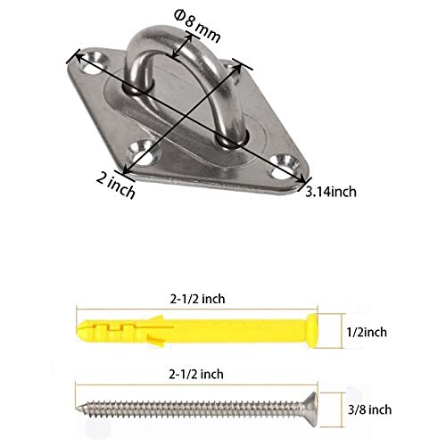 Heavy Duty Hammock Hanging Kit - Wall & Ceiling Mount Anchor Hooks for Hammock Stand, Yoga Swing, Brazilian Hammocks, Indoor/Outdoor Use - Easy Installation for Backyard, Patio & Camping