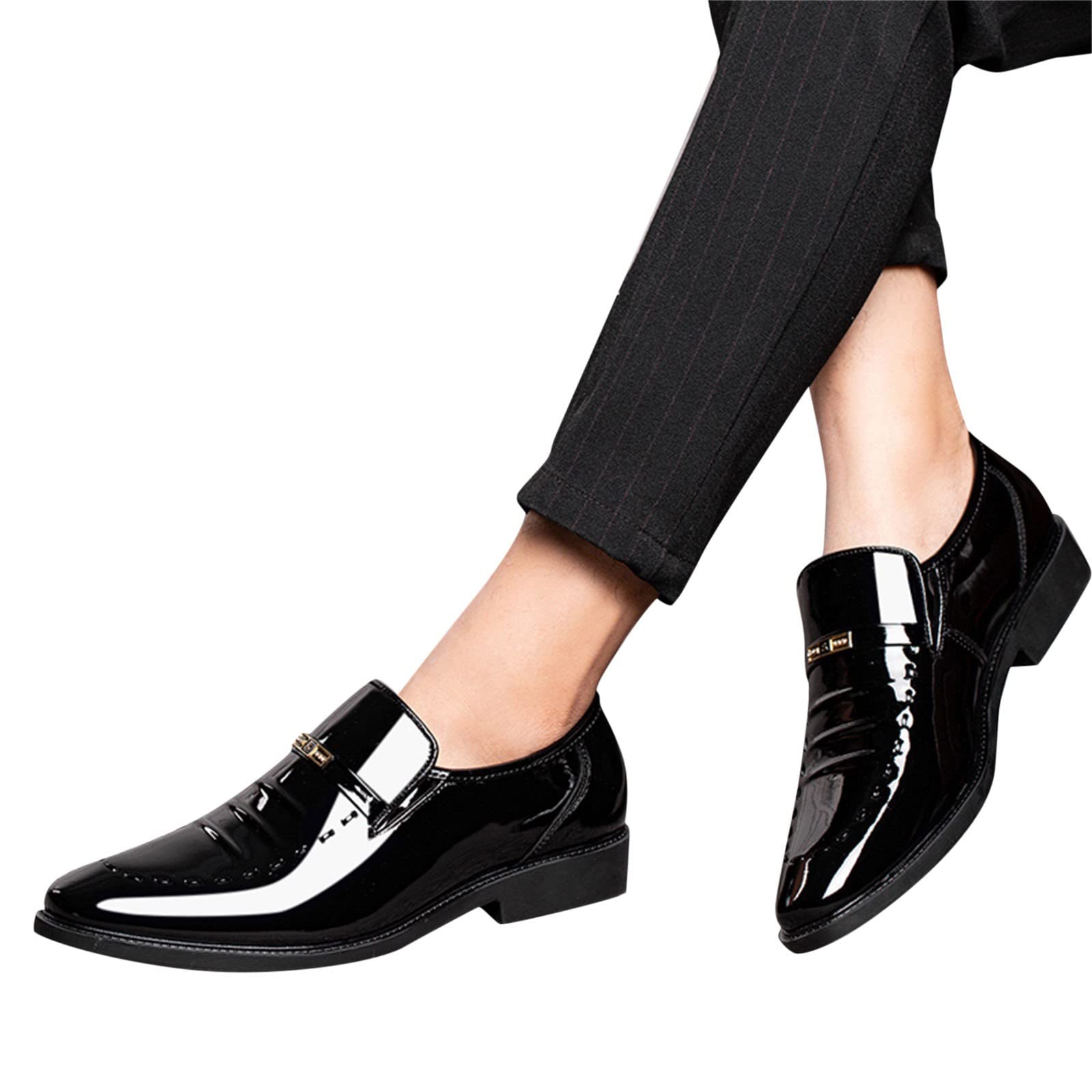 **IQYU Men's Classic Leather Dress Shoes - Elegant Slip-On Boat Shoes & Sneakers for Business, Wedding & Casual Wear**    **Perfect for Office, Formal Events & Everyday Comfort**