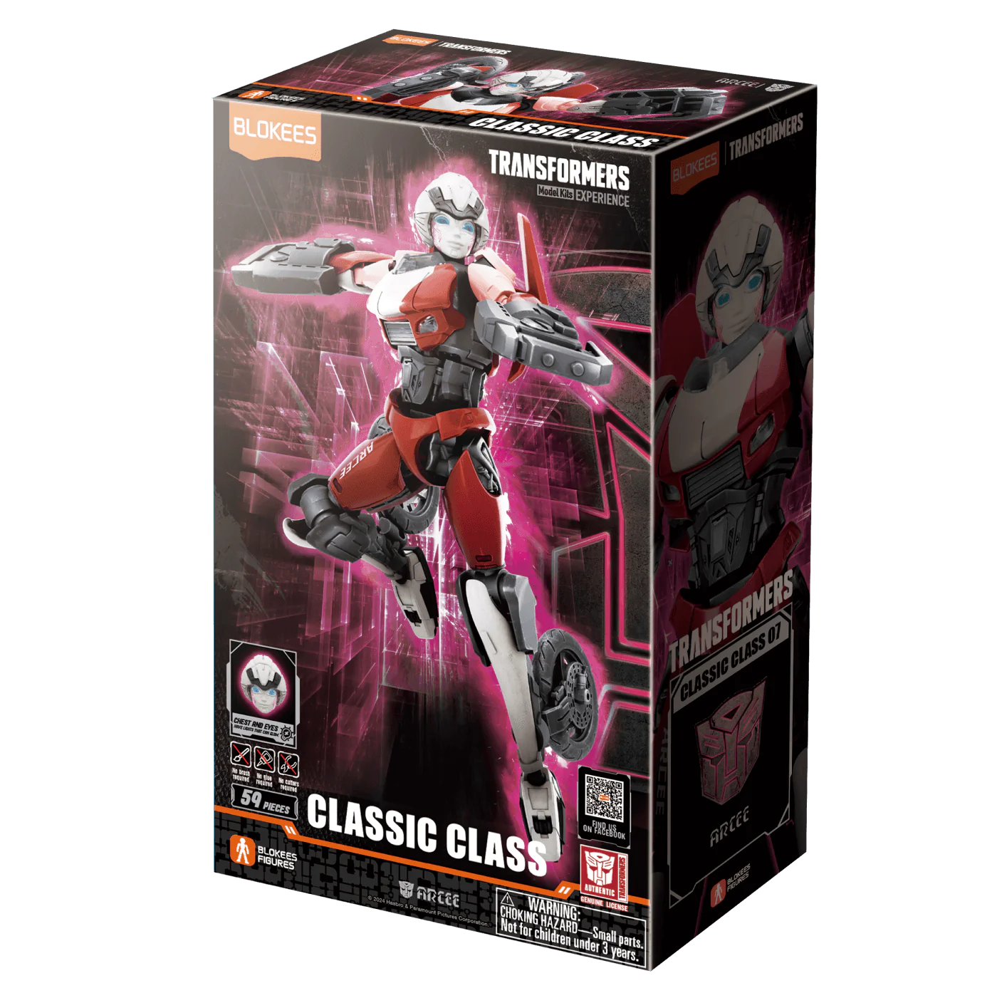 Blokees Transformers Classic Class #07 Arcee (Rise of the Beasts) Action Figure Model Kit - Collectible Robot Toy for Fans & Display