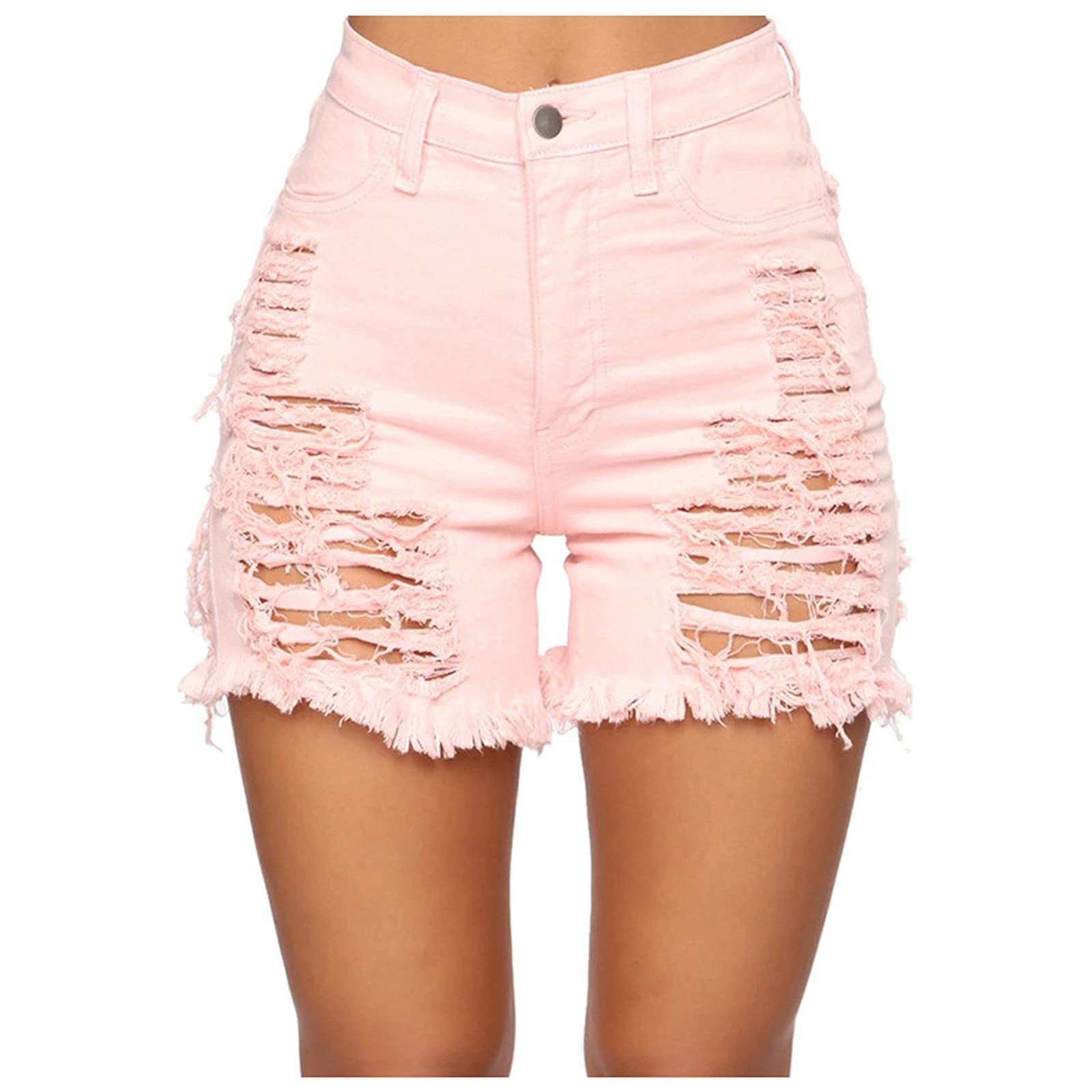 FIRERO Women's High Rise Distressed Stretchy Denim Shorts - Ripped Hole Sexy Jean Shorts for Summer | Casual Outfits, Beach Wear & Night Out Fashion