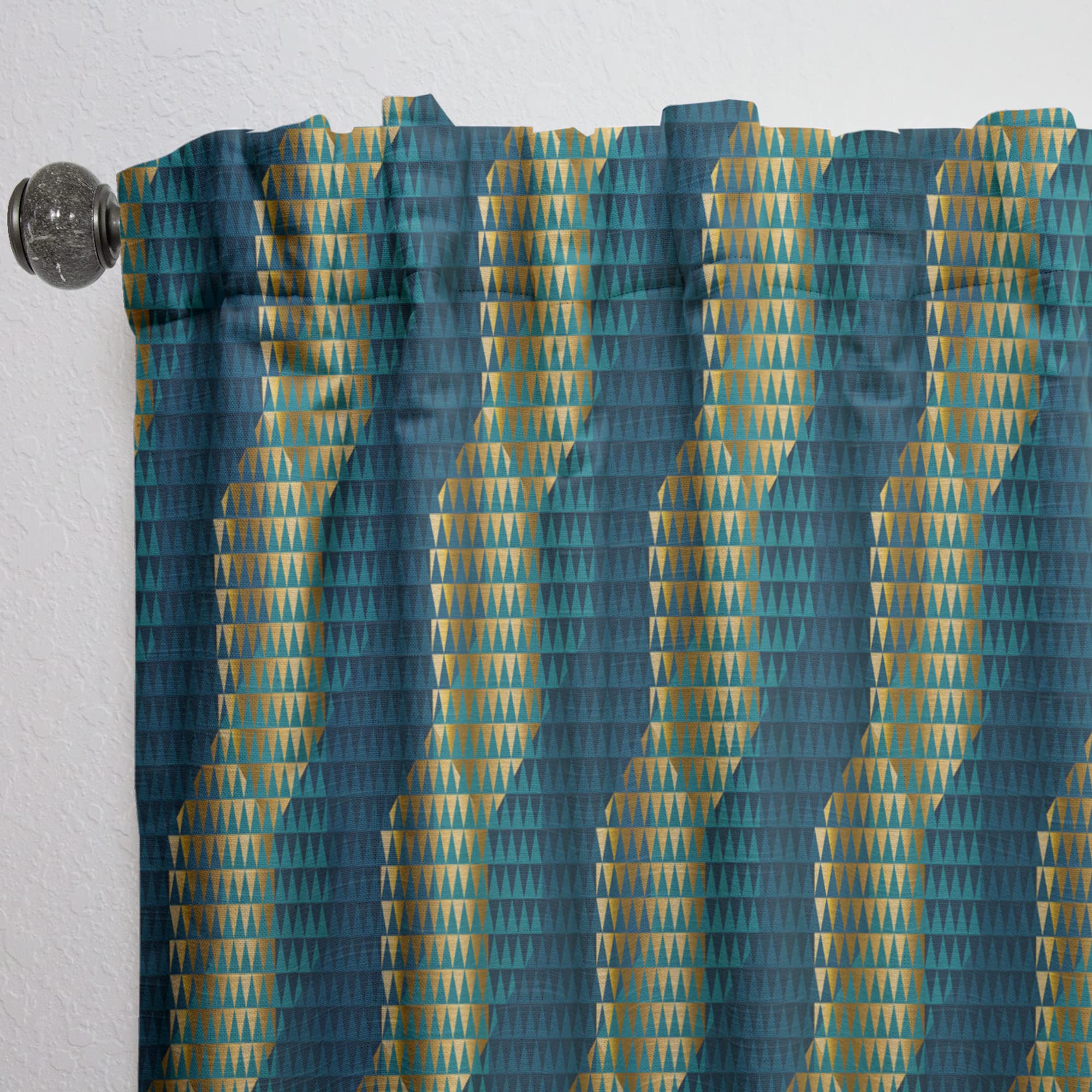 Retro Hexagon Pattern Thermal Insulated Curtains - Single Panel 52x120 Inches - Blackout Drapes for Bedroom & Living Room - Perfect for Home Decor & Light Control