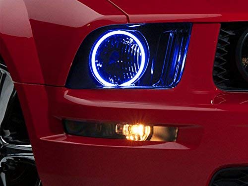 iJDMTOY 132-LED RGB Multi-Color Angel Eyes Halo Rings for 2005-2009 Ford Mustang | Adjustable Front Road Lighting | Daytime Running & Night Driving Lights | Custom Car Aesthetics & Enhanced Visibility