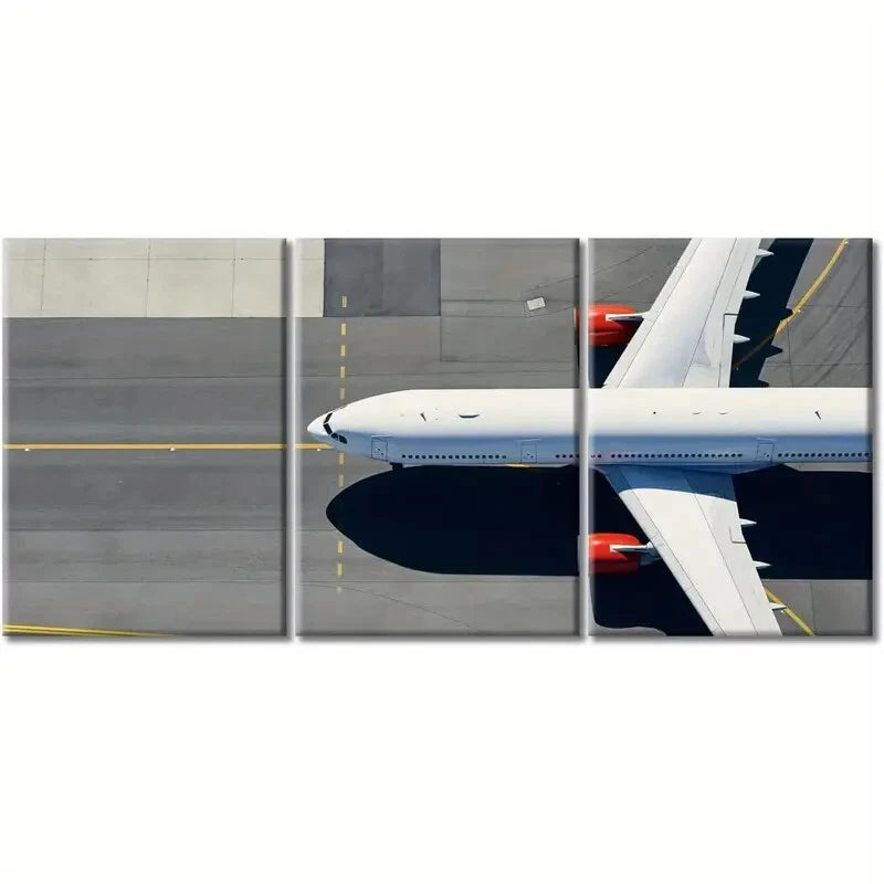3-Piece Modern Airplane Runway Aviation Metal Wall Art - Ready to Hang - Perfect for Home, Office & Aviation Enthusiast Decor