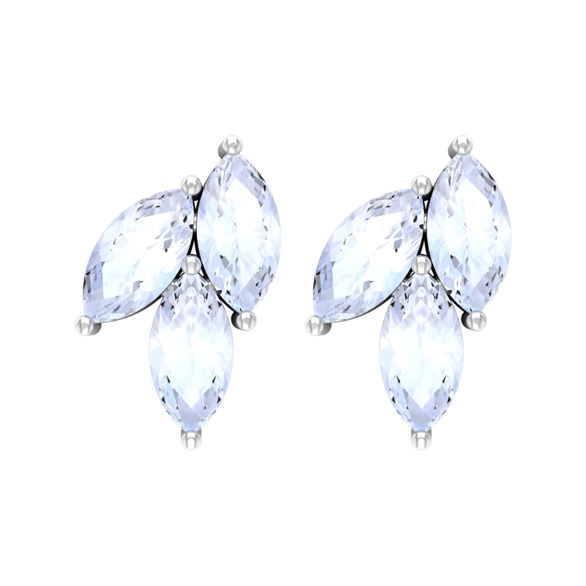 1 CT Moonstone Stud Earrings for Women - Marquise Cut & Cluster Design - June Birthstone Jewelry - 14K Solid Gold Earrings - Perfect for Gifts, Birthdays & Special Occasions