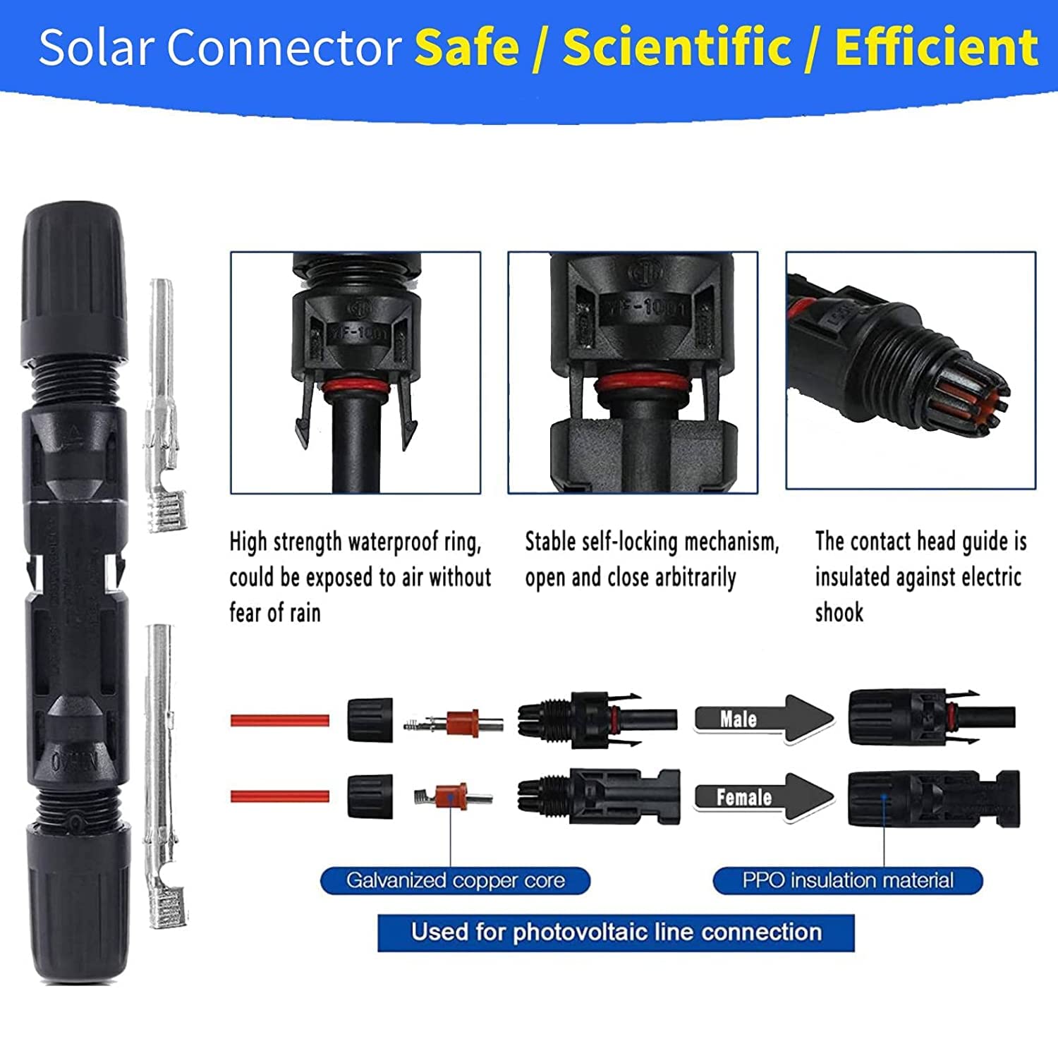 **Solar Panel Crimping Tool Kit - 6 Pairs MC4 Connectors, 1 Crimper Tool & 2 Spanner Wrenches for Solar Cable Installation - Perfect for DIY Solar Projects & Off-Grid Systems**