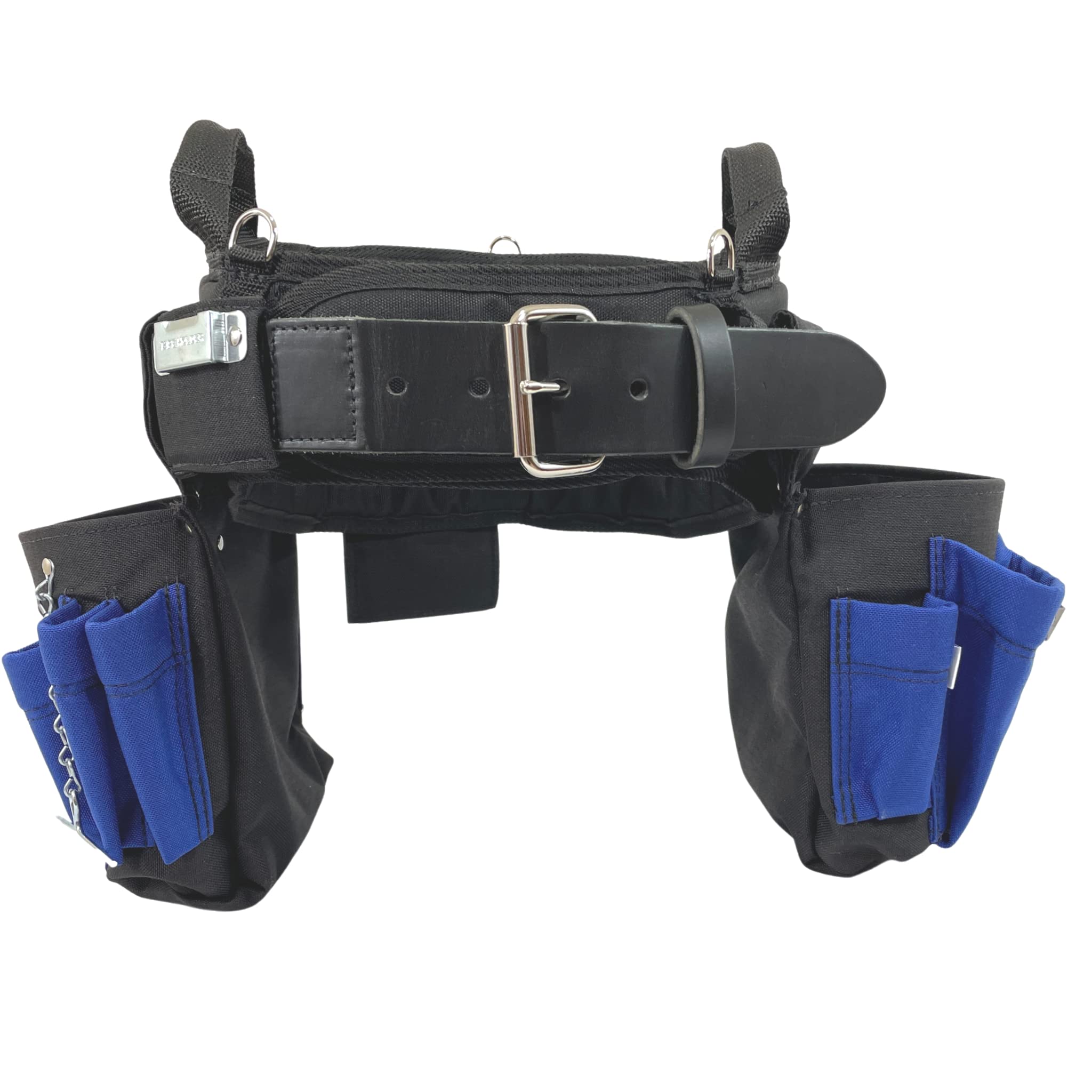 BOULDER BAG Professional Electrician's MAX Combo Tool Belt with Comfort Back Support - Heavy Duty Leather Work Belt with Buckle (Blue, 3XL 49-56 Inch Waist) - Made in USA - Perfect for Construction, Electrical Work & Home Improvement Projects