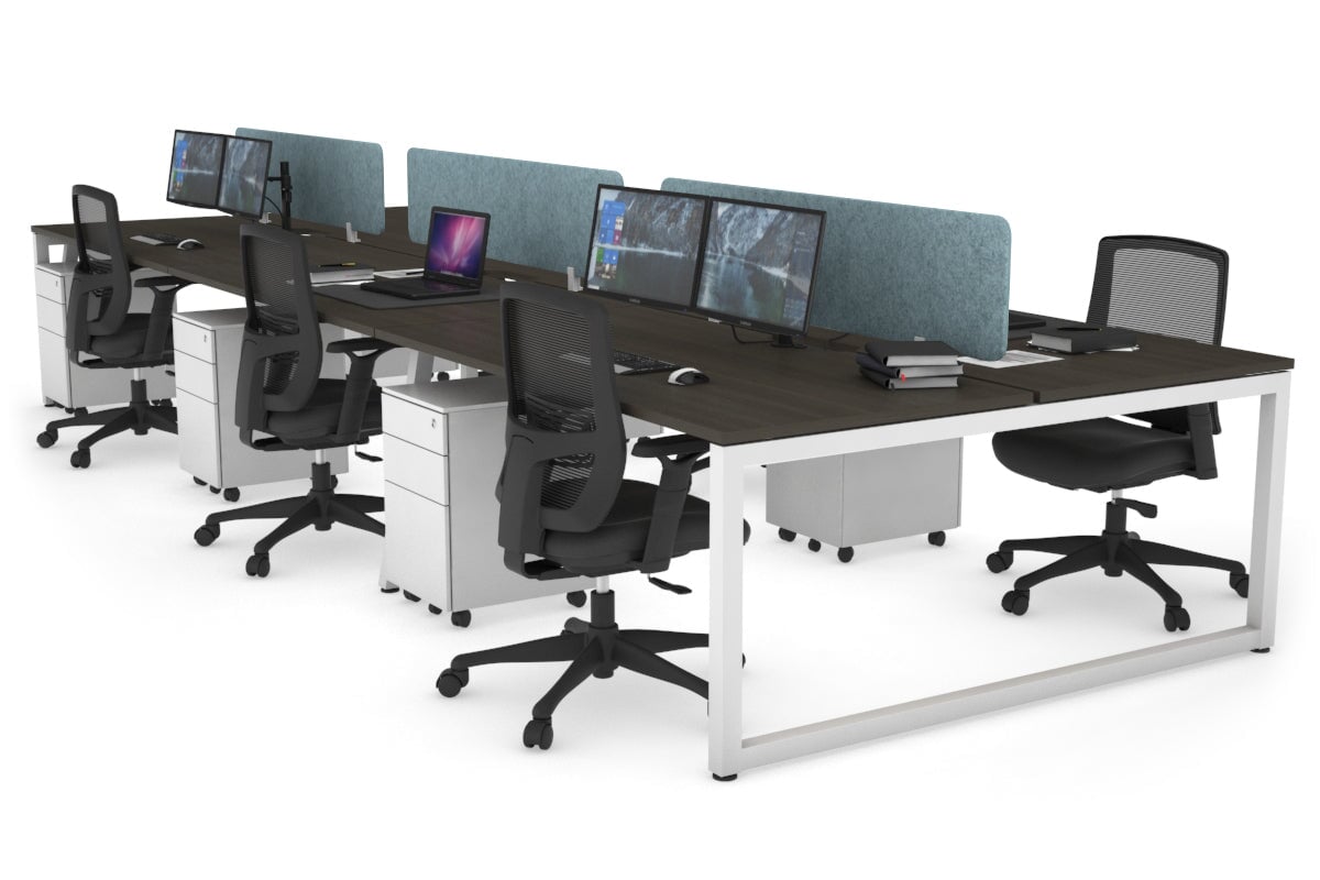 Quadro Loop Legs 6-Person Office Workstation - 1400L x 800W with Cable Management - Perfect for Open Office Layouts & Collaborative Workspaces