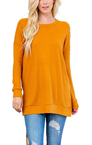 Brushed Thermal Waffle Sweater - Desert Mustard