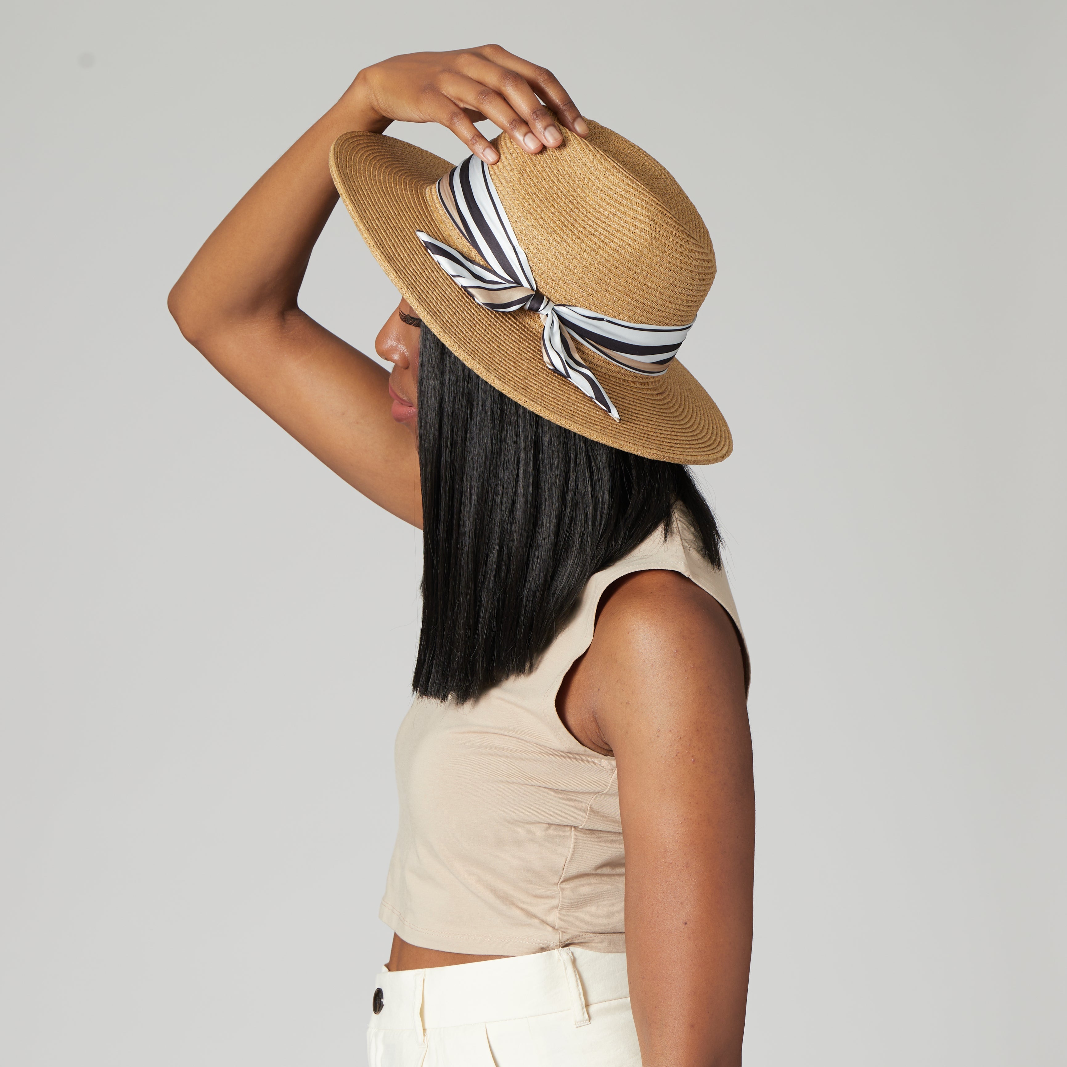 Women's Ultrabraid Fedora Hat with Removable Silky Scarf - Stylish Sun Protection for Outdoor Activities, Beach Vacations & Fashion Events
