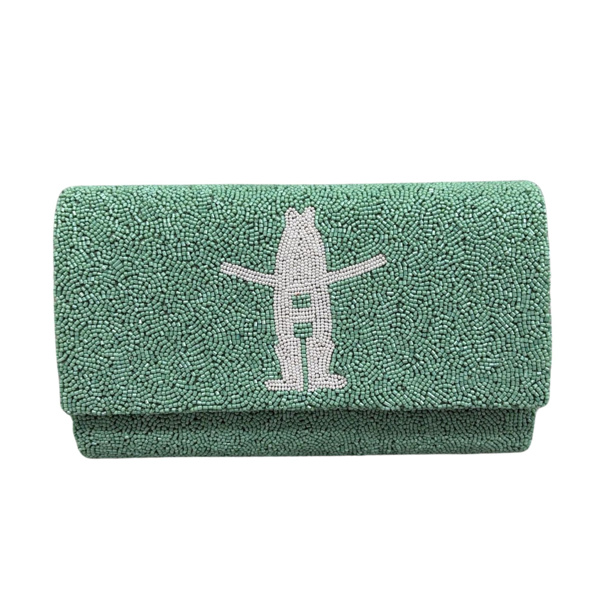 Houston Rodeo Logo Fully Beaded Clutch Purse - Western Cowgirl Rhinestone Evening Bag for Parties, Weddings & Special Events