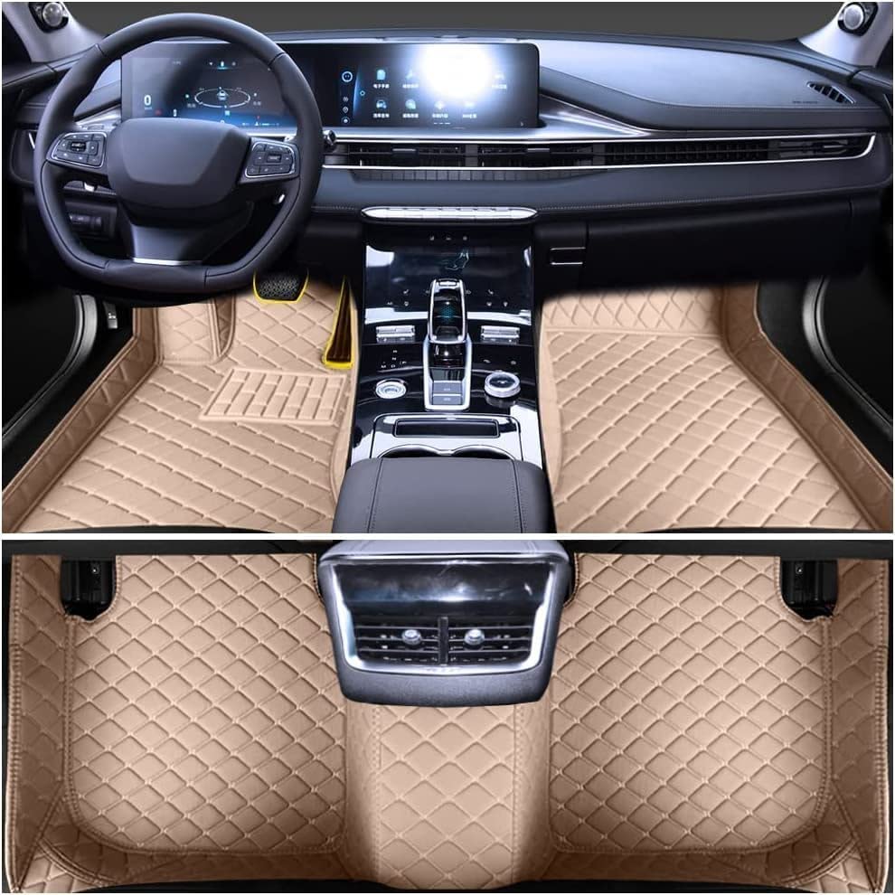 Premium Custom Car Floor Mats for Dodge Journey 2009-2018 - Luxury Leather, Waterproof, Non-Slip Full Coverage Floor Liners (Beige) - Perfect for All-Weather Protection & Interior Style Enhancement