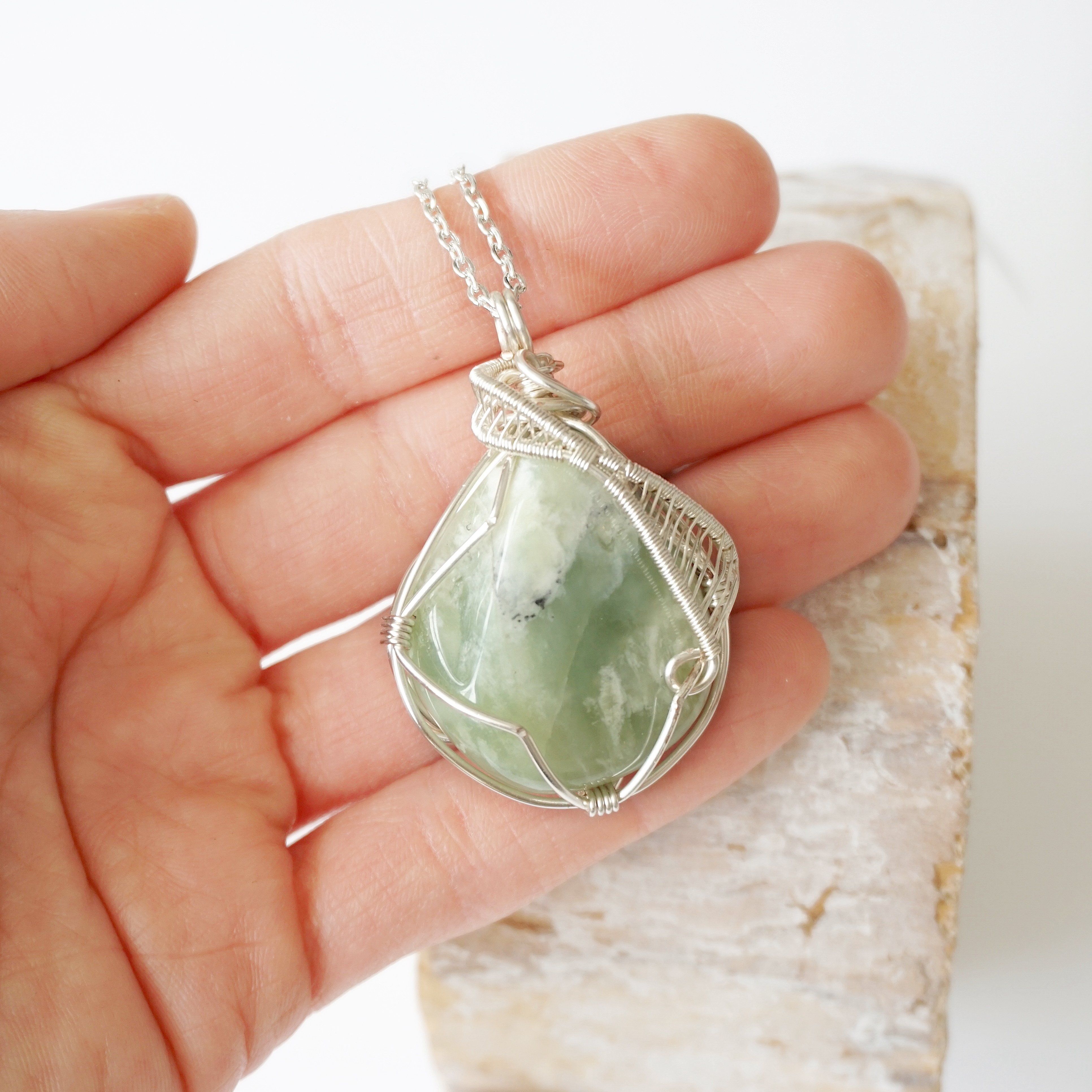 Light Green Jade Pendant Necklace - Sterling Silver Plated Jewelry for Women | Elegant Gift for Birthday, Anniversary & Special Occasions