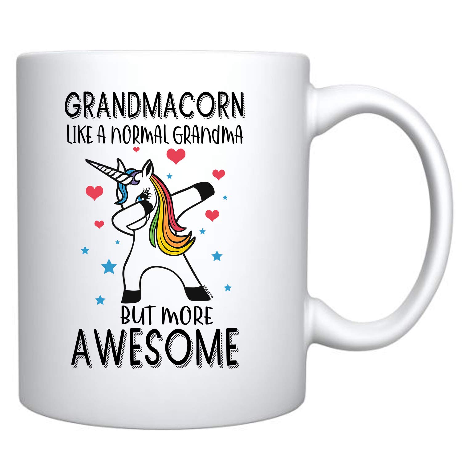 Veracco Grandmacorn Ceramic Coffee Mug - Funny Bear Design, Perfect Mother's Day Gift for Grandma, Nana & Granny - 11oz White Ceramic Cup for Coffee, Tea & Hot Drinks - Great for Home, Office & Gifts