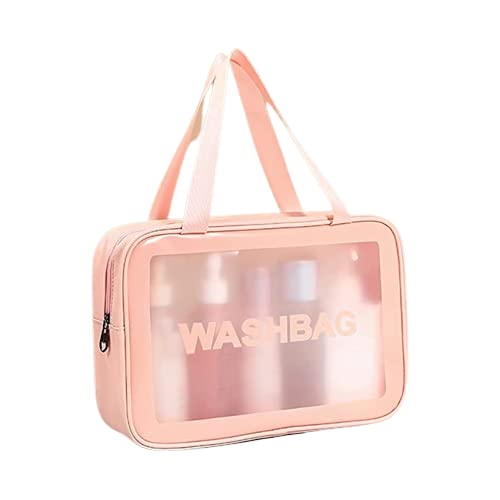 Trexee Waterproof Cosmetic Organizer Bag for Travel - Light Pink Toiletry Storage Kit for Women & Girls | Perfect for Makeup Brushes, Skincare Products & Travel Essentials