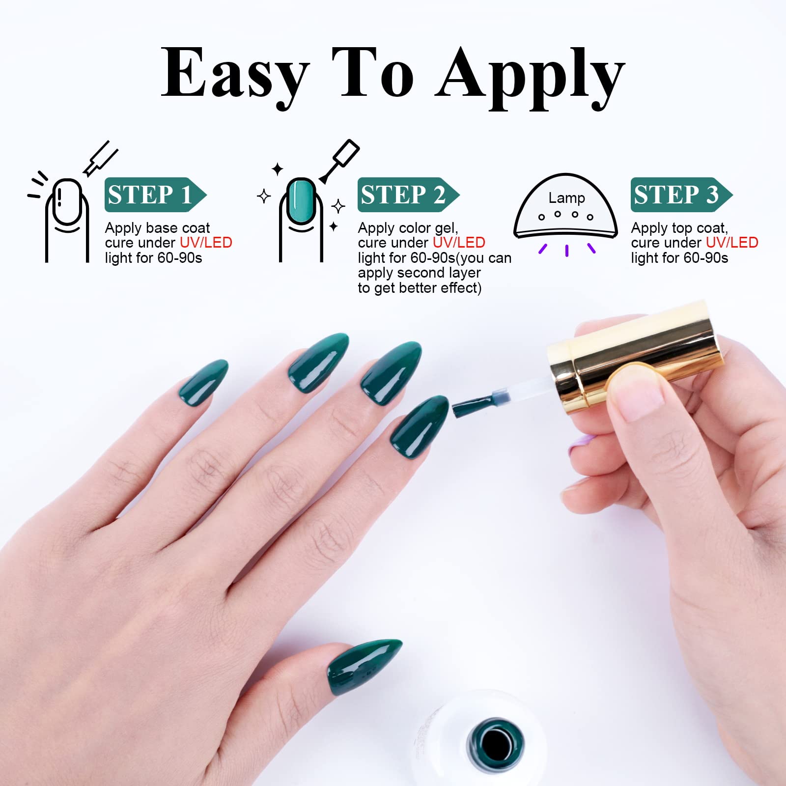 Imtiti Dark Green Gel Nail Polish - 0.5 Fl Oz Soak Off LED/UV Nail Gel for DIY Manicure & Nail Art | Salon-Quality Gel Polish Kit for Women & Girls | Perfect for Home Manicures, Nail Salons & Gift Giving