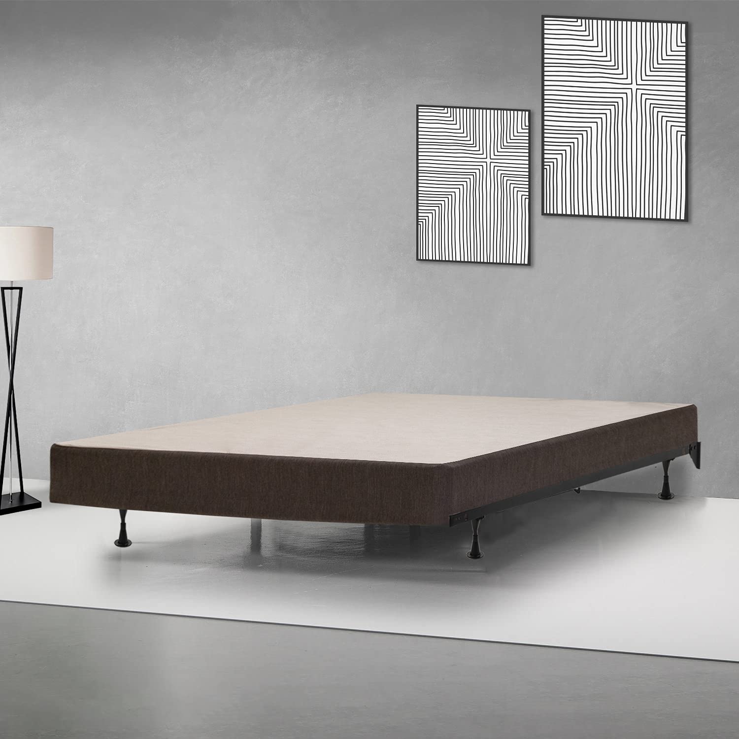 **Treaton Easy Wood Box Spring/Foundation - Queen Size, Black - Simple Assembly with Sturdy Frame for Bed Support | Perfect for Bedroom, Guest Room, or Dorm**