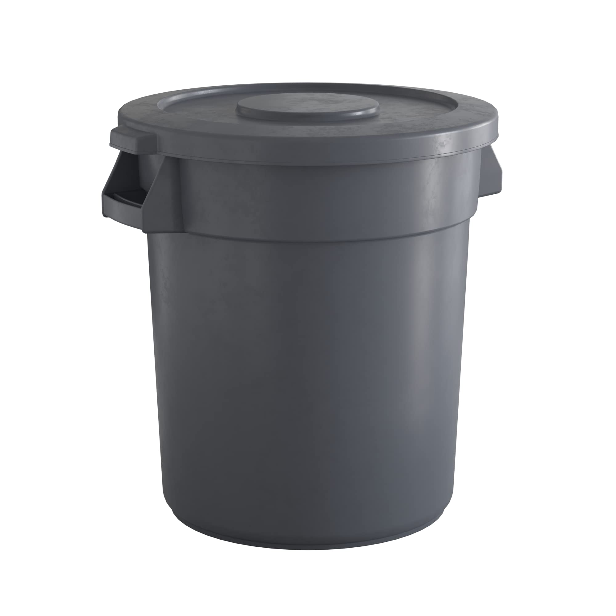 20 Gallon Gray Round Commercial Trash Can with Lid - Heavy Duty Waste Bin for Office, Restaurant & Outdoor Use - Durable & Leak-Proof Garbage Container