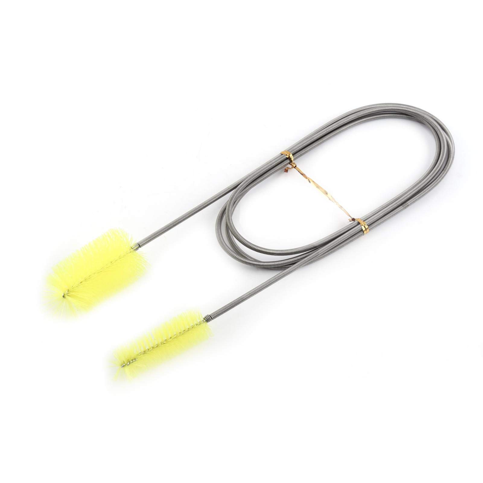 Dual Tube Cleaning Brush for Aquariums & Fish Tanks - Heavy Duty Algae Scrubber with Long Handle (Yellow) | Perfect for Glass Tanks, Decorations & Hard-to-Reach Spots