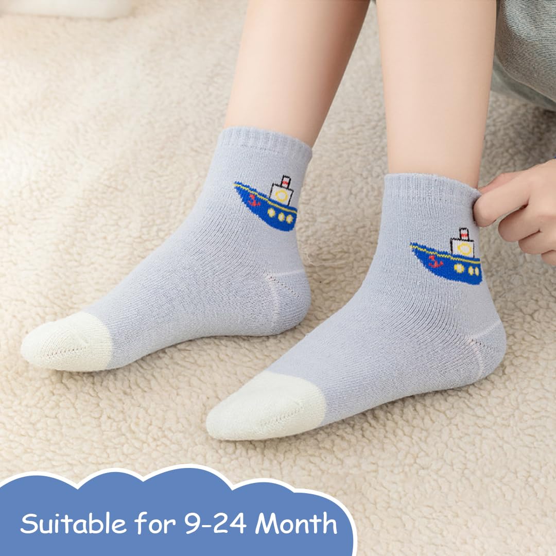 SYGA 5 Pairs Baby Cotton Socks for 9-24 Months - Soft Warm Winter & Fall Socks for Infants & Toddlers - Perfect for Daily Wear, Playtime & Outdoor Activities
