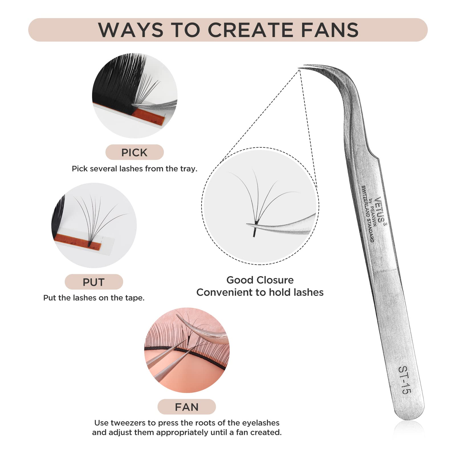 BEYELIAN Professional Eyelash Extension Tweezers - Curved Tip Stainless Steel Lashes Tweezers ST-15 for Salon & Home Use - Perfect for Lash Artists & Makeup Enthusiasts
