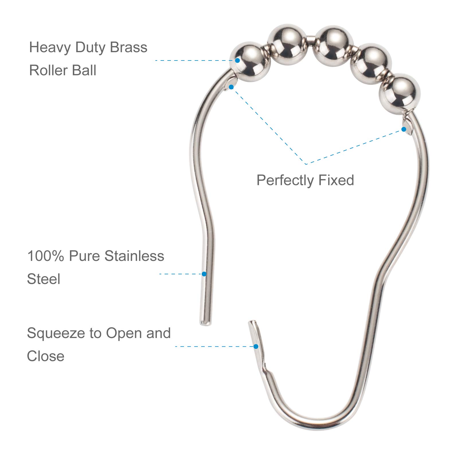 Amazer White Waterproof Shower Curtain Rings & Liner Set - Durable Bathroom Accessories for Shower, Bathtub, and Spa Decor