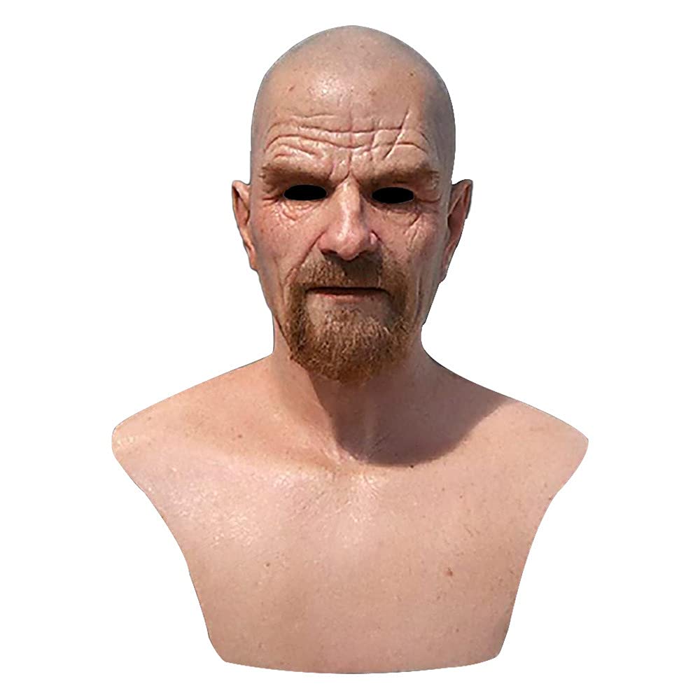 Realistic Old Man Latex Mask - Wrinkle Face Bald Man Halloween Costume for Adults | Scary Horror Cosplay & Masquerade Party Props | Perfect for Halloween, Themed Parties & Haunted Houses