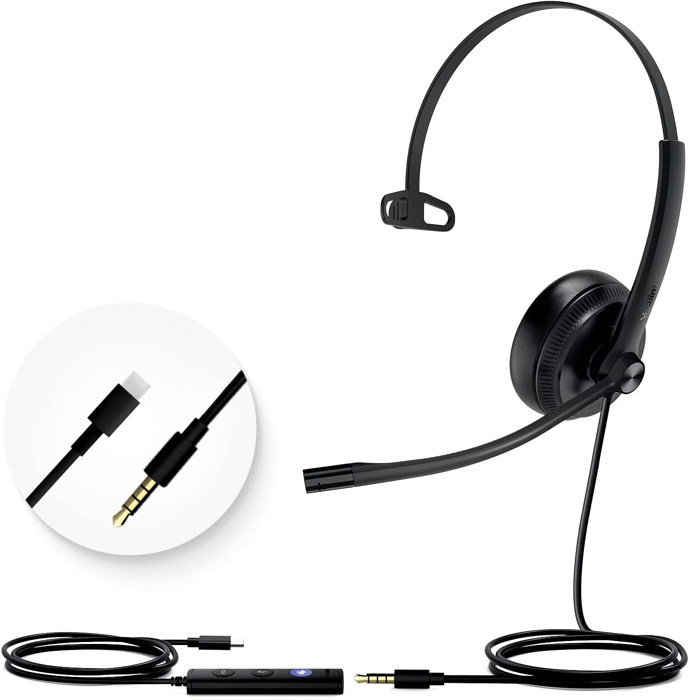 Yealink UH34 SE USB Wired Headset with Noise Cancelling - Dual/Mono Modes for Office, Call Center & Remote Work - Compatible with Computers & VoIP Phones