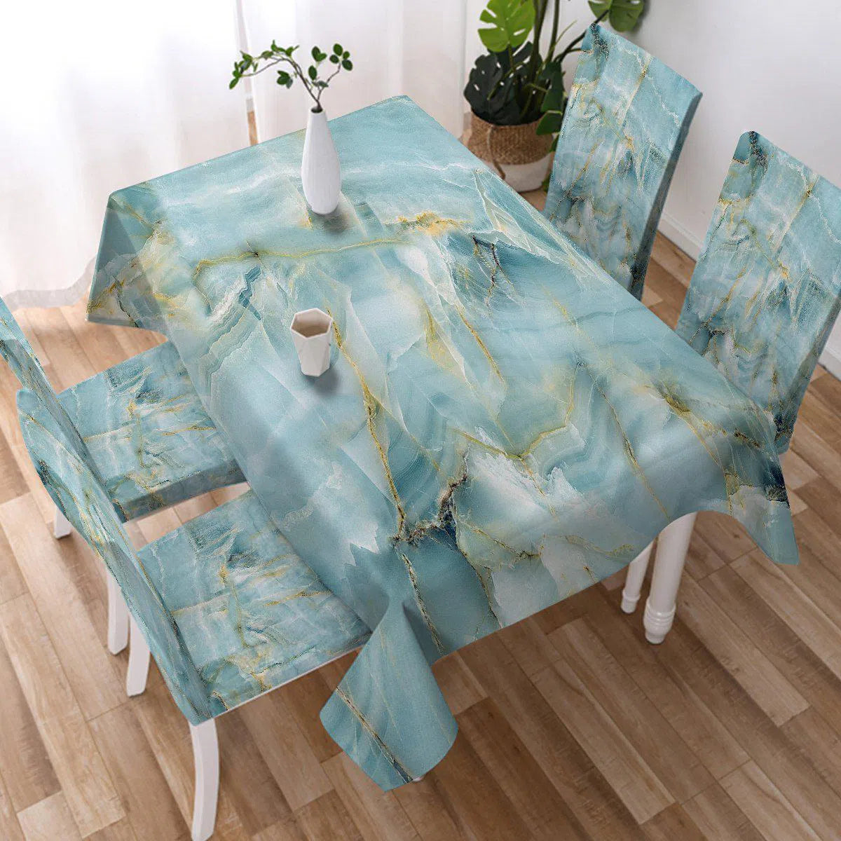 Navagio Beach Tablecloth - Waterproof & UV Resistant Outdoor Picnic Table Cover for Beach, Garden, and Patio Use