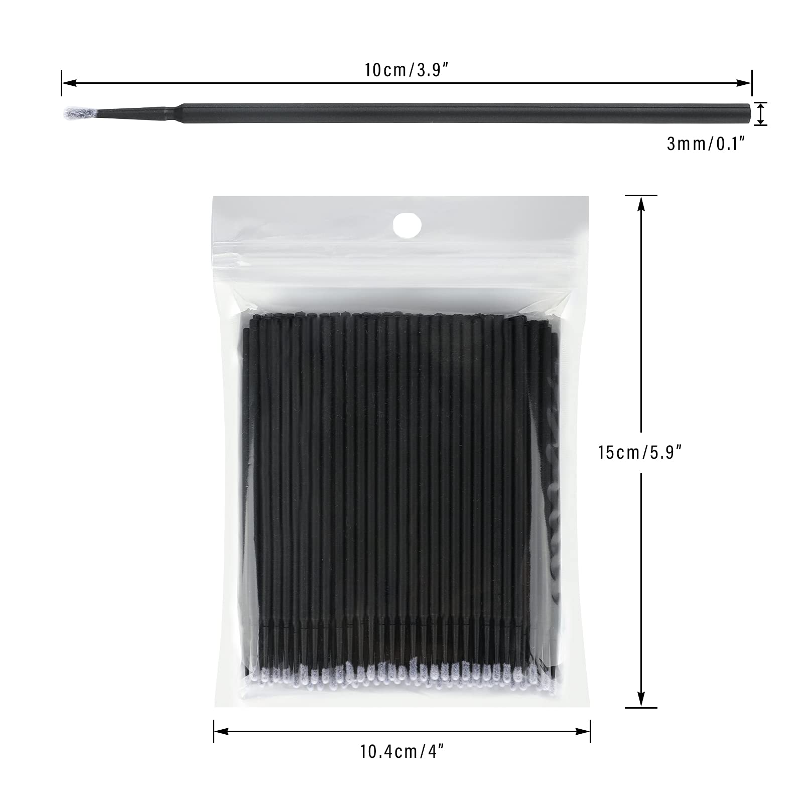 100PCS Disposable Micro Brush Applicators - Black Mascara Wands for Eyelash Extensions, Nail Polish & Crafts | Perfect for Lash Lifts, DIY Beauty & Professional Salon Use