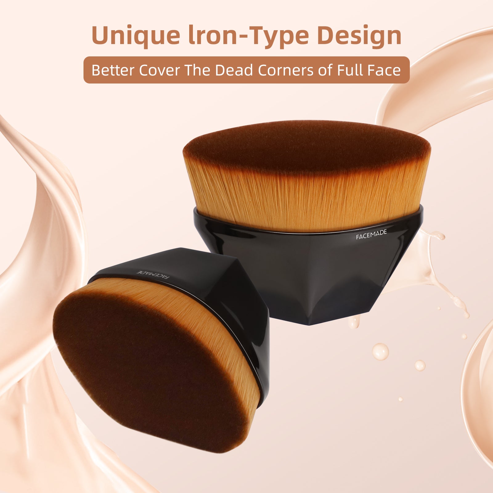 FACEMADE Professional Foundation Makeup Brush for Liquid, Cream & Powder Cosmetics | Soft Bristles for Flawless Blending | Includes Protective Travel Case | Perfect for Daily Makeup & On-the-Go Touch Ups