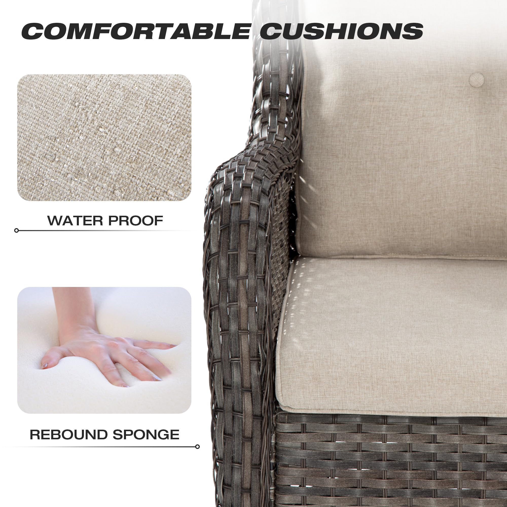 Joyside 2-Piece Outdoor Wicker Dining Chair Set - PE Rattan Patio Chairs with 4-Inch Cushions, Mixed Grey/Beige - Perfect for Garden, Poolside, and Backyard Relaxation