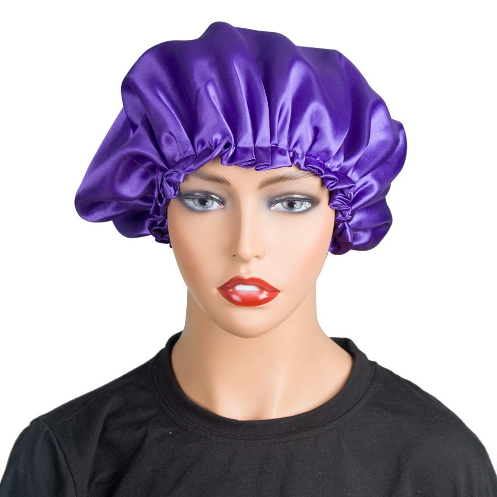 DEHMAN Adjustable Satin Sleep Cap for Women - Double Layered Reversible Hair Bonnet for Protective Sleep Hairstyles | Soft & Breathable Satin Hair Cap to Prevent Frizz & Breakage | Perfect for Nighttime Hair Care, Travel & Home Use